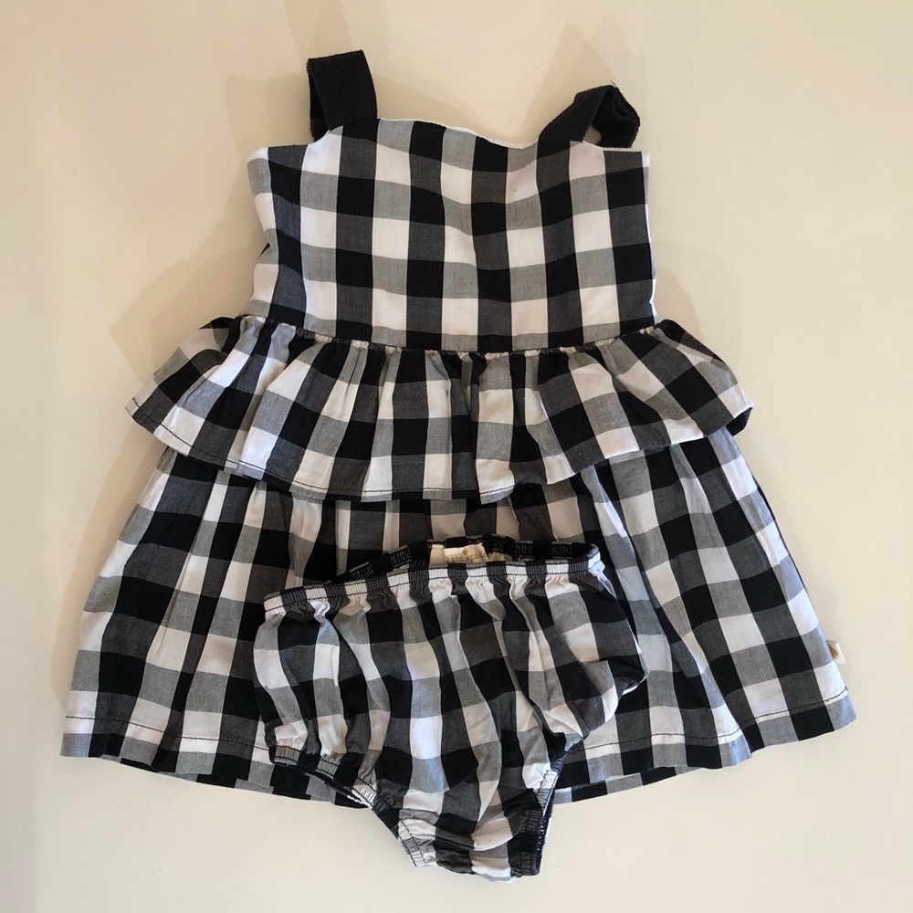 2 pc. Kate Spade Black and White Checkered Kids Dress